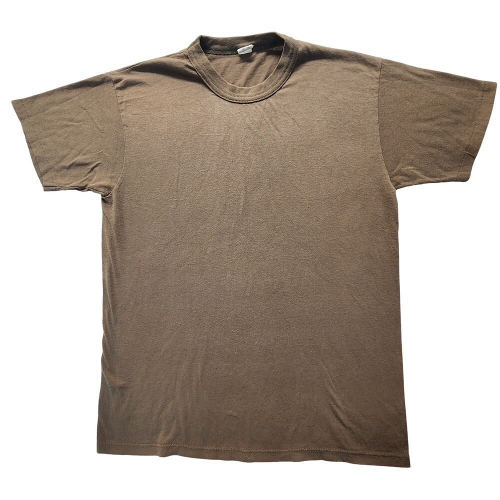 Y2k Military Mens T-Shirt Small Coyote Brown Single Stitch #2251